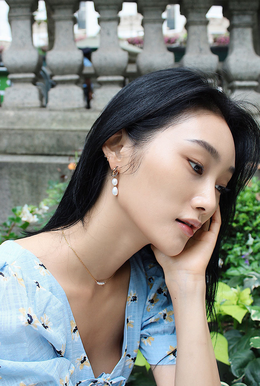 French Pearl Knot Drop Earrings for Women, Sydney Australia