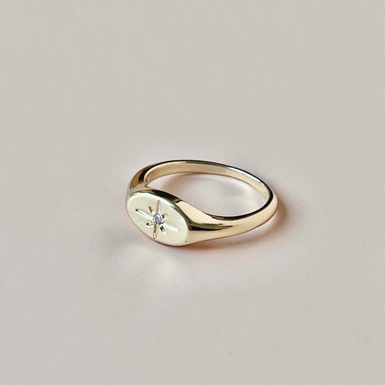 18K Yellow Gold Lucky Star ring for women size US 6,7,8