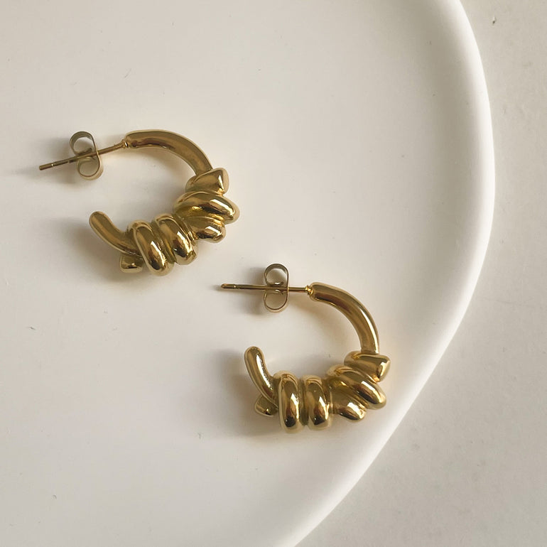 18k gold filled half hoop earrings minimalist style 