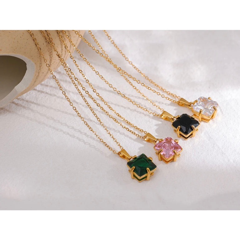 18k Gold Plated Diamante Pendant Necklace with a sophisticated and elegant design, perfect for any occasion and lasting for a long time due to its waterproof feature