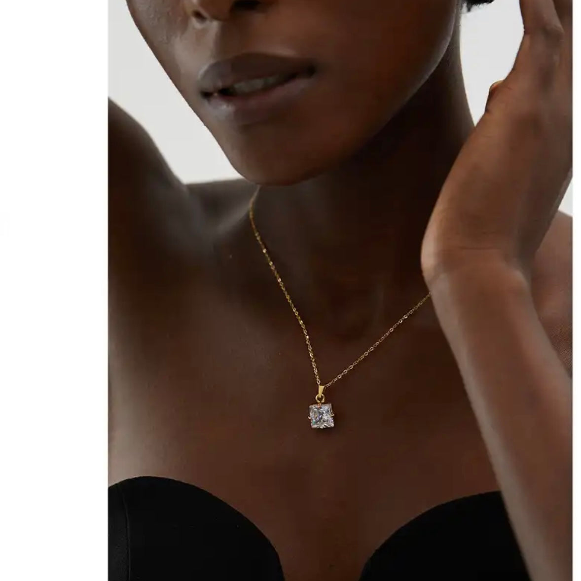 18k Gold Plated Diamante Pendant Necklace with a sophisticated and elegant design, perfect for any occasion and lasting for a long time due to its waterproof feature