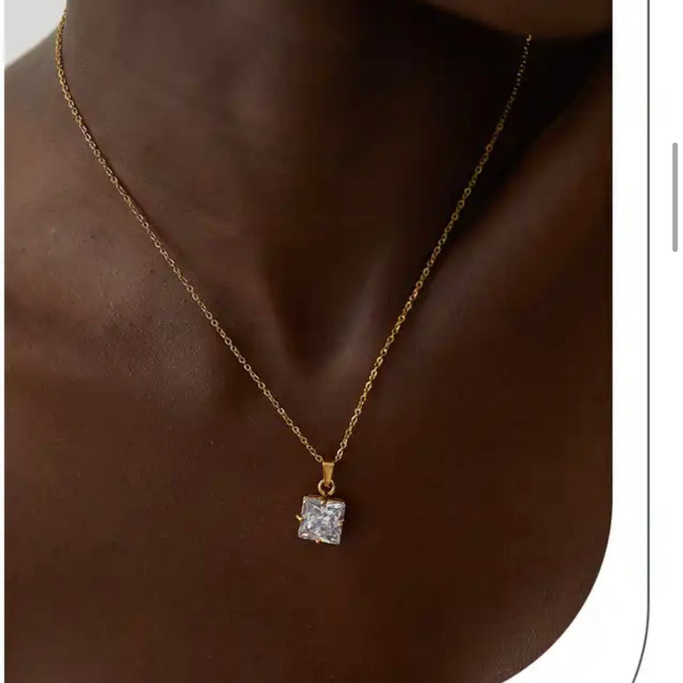 18k Gold Plated Diamante Pendant Necklace with a sophisticated and elegant design, perfect for any occasion and lasting for a long time due to its waterproof feature