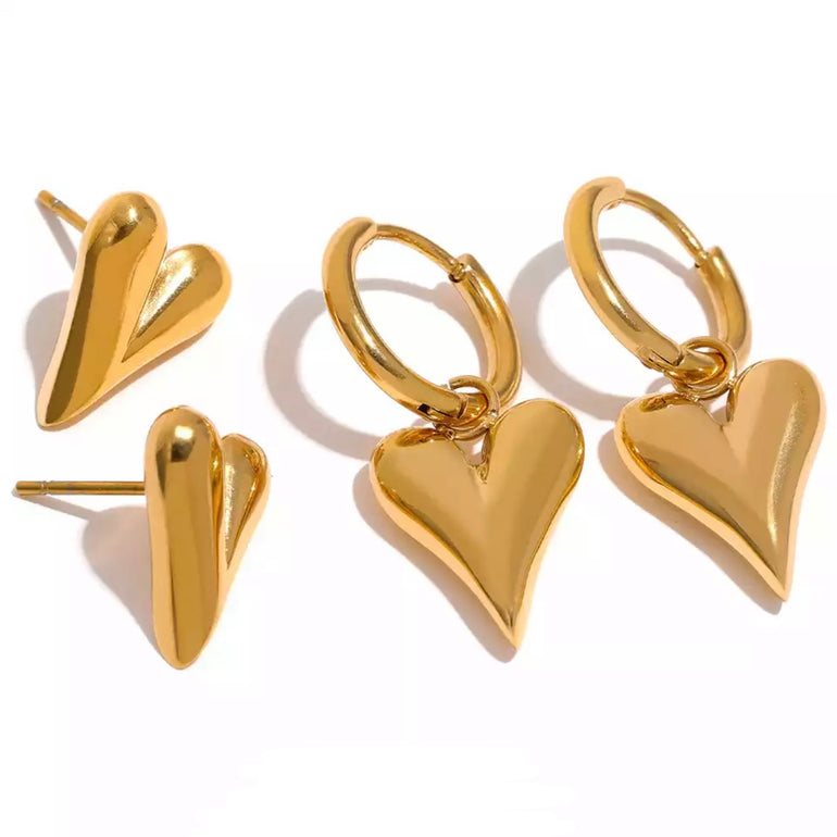 "Upgrade your accessory game with these stunning gold heart earrings, now available in Australia.