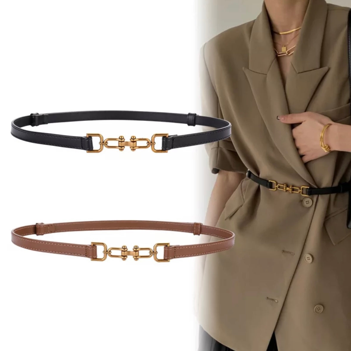 leather thin buckle belts for women, Sydney australia 