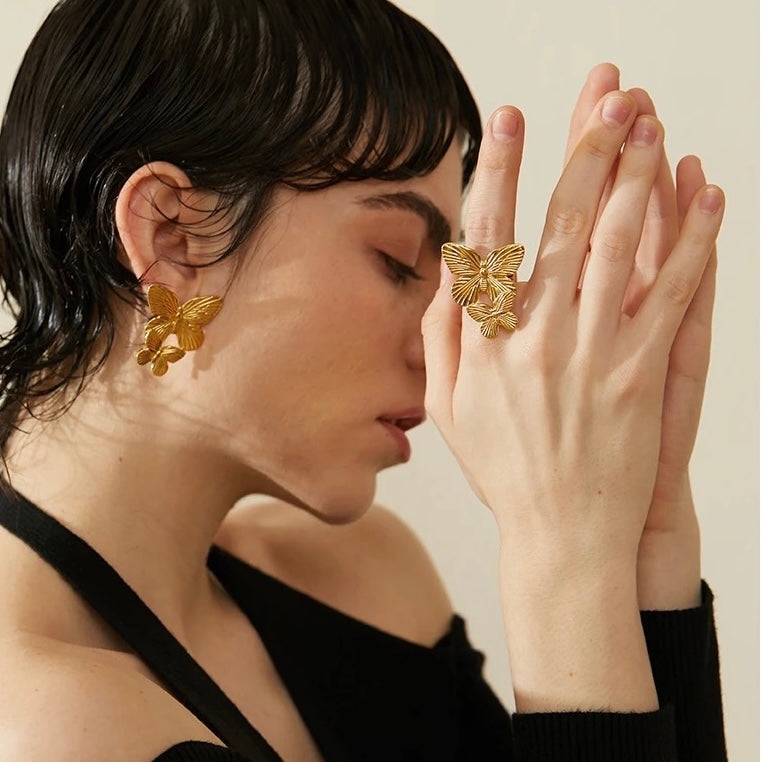 gold butterfly stud earrings, Sydney australia 