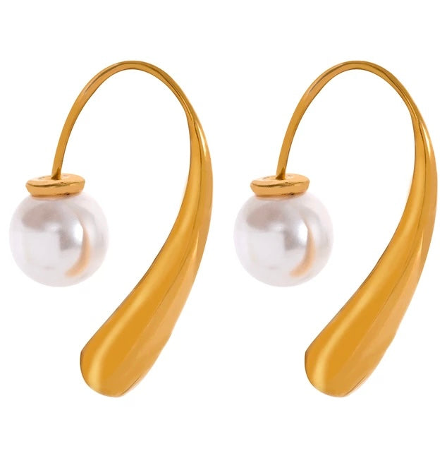 real gold pearl teardrop huggie hoop earrings in australia