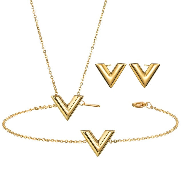 Dainty and minimalist V Shaped pendant necklace in real gold for women in australia.