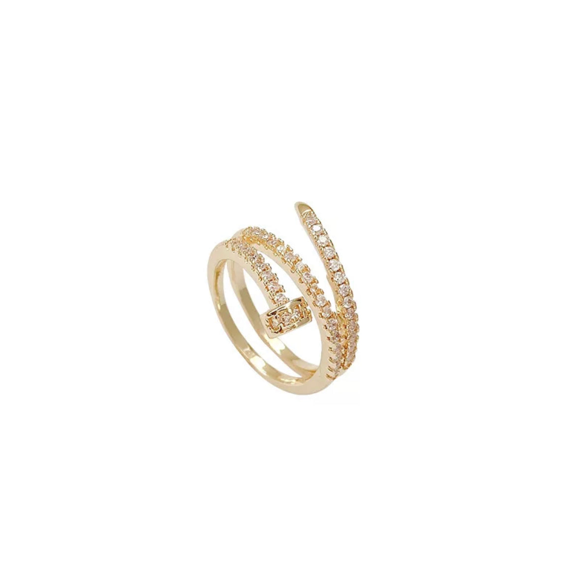 14k Solid Gold Open Nail Screw Stacking Ring