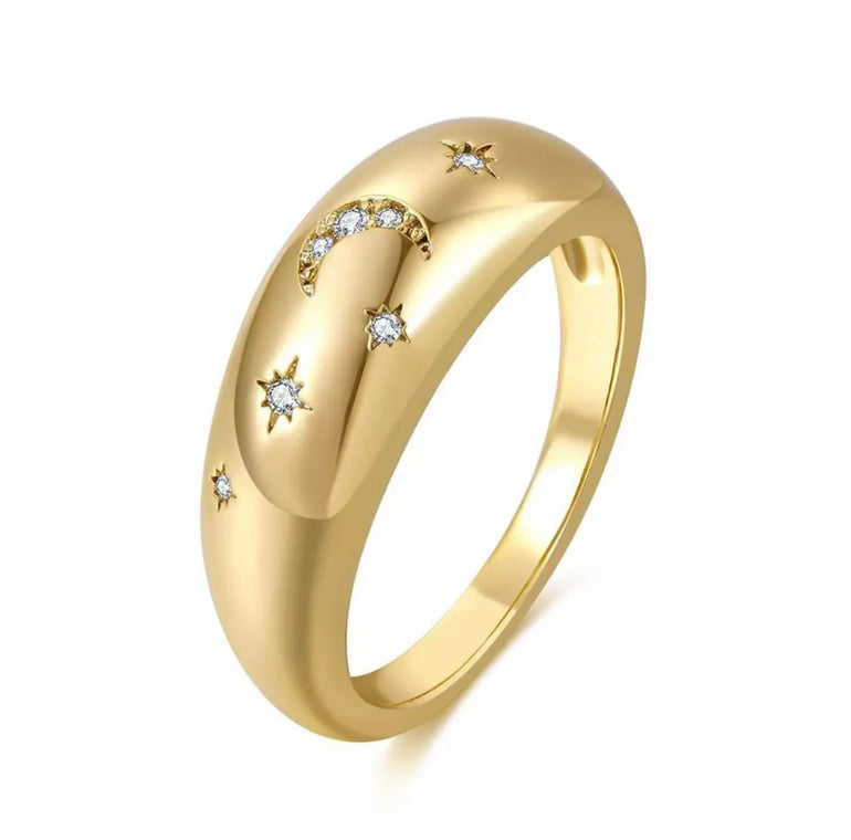 real gold moon and stars ring for women in sydney Australia