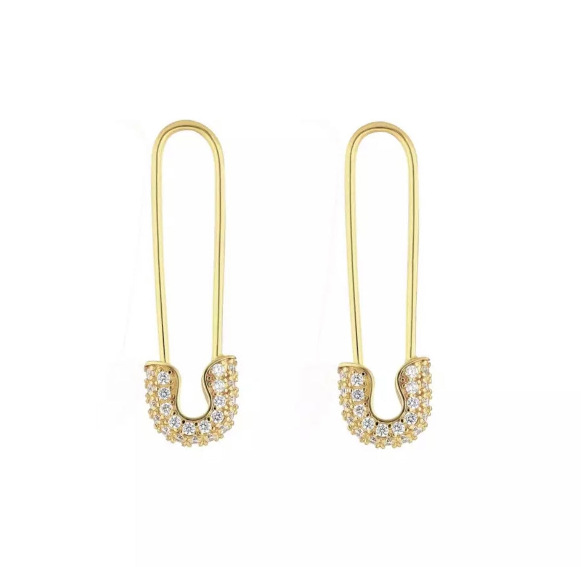 18k gold diamond safety pin earrings for women, Sydney Australia