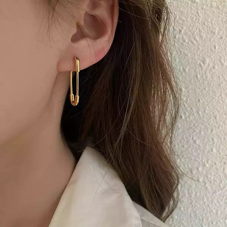 18k gold plated safety pin earrings, Sydney Australia 