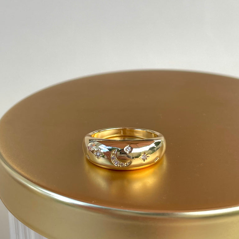 real gold moon and stars ring for women in sydney Australia