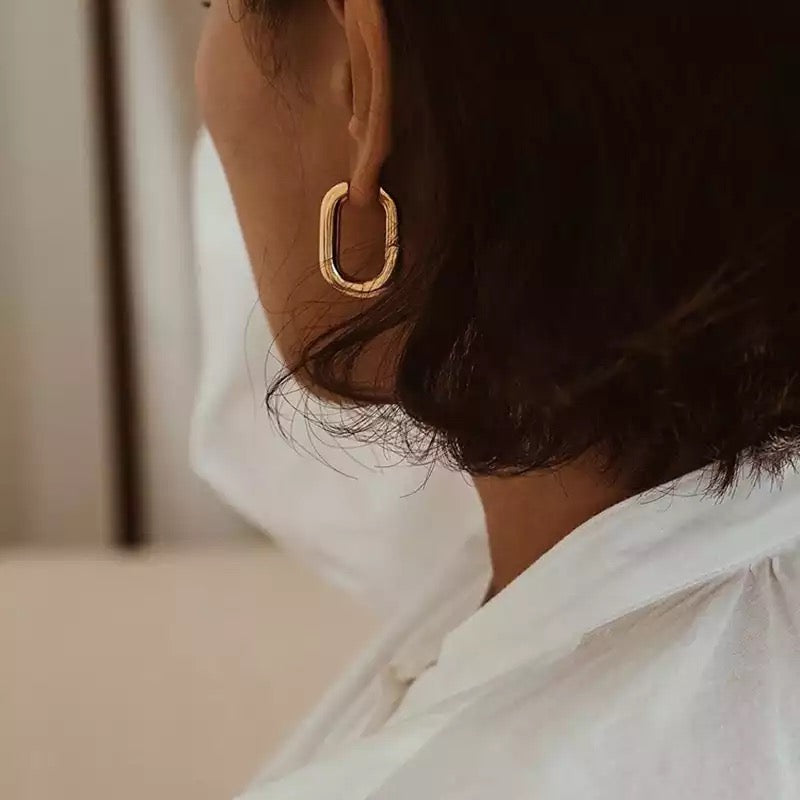 Small rectangle store hoop earrings